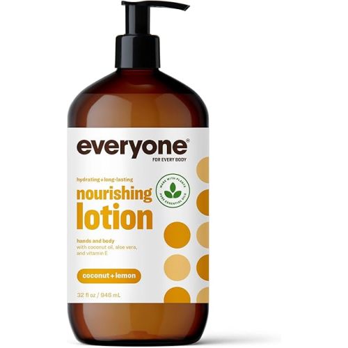 Everyone 2-in-1 Lotion for Hands/Body, 32 ounce (Pack of 1) Coconut and Lemon made with Essential Oils for Men and Women