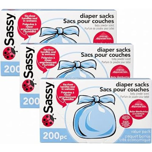 Sassy Baby Disposable Diaper Sacks, 200 Count, Packaging may vary (Pack of 3)