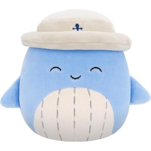 Squishmallows 5" Samir The Mini Blue Whale w Bucket Hat - Jazwares Little Sailor Plush- Collectible Soft and Squishy Stuffed Animal Toy- Gift for Kids