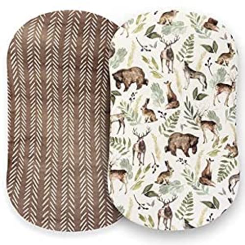 Amazon.com : Pobibaby - 2 Pack Premium Bassinet Sheets for Standard Bassinets - Ultra-Soft Cotton Blend, Stylish Woodland Pattern, Safe and Snug for Baby (Wildlife) : Baby