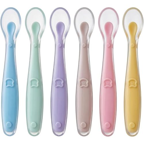 Premium - BPA Free Baby Silicone Spoons Set of 6 - Flexible and Safe Feeding Spoons for Kids - Infant and Toddler Feeding Essentials