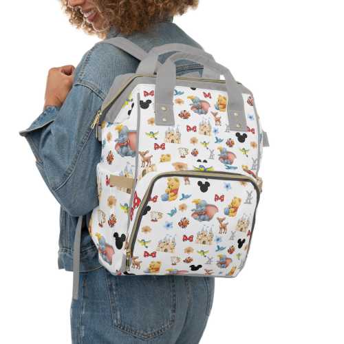 Disney Diaper Bag, Disney Multifunctional Diaper Backpack, Disneyland Diaper Bag, Disney World Backpack, Disney Bag, Disney Characters