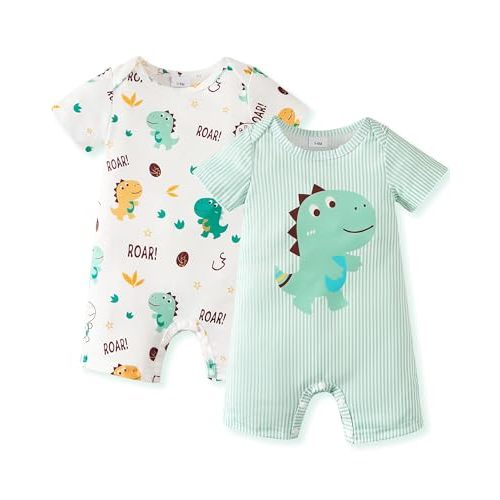 NZRVAWS Newborn Baby Boy Clothes Infant Romper 2-Pack outfit Cute Pattern Essential Short Sleeve Summer Spring Clothing 0-24M