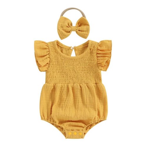 Muslin Ruched Onesie and Bow – The Ollie Bee