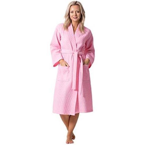 Turkish Linen Waffle Knit Lightweight Kimono Spa & Bath Robes for Women - Quick Dry - Soft