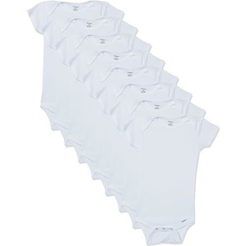 Gerber Short Sleeve Solid Onesies Bodysuits (8 Pack) - White, 3-6 M