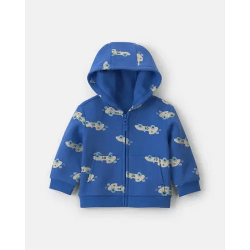 Baby Boy Racecar Fleece Zip-Up Hoodie - Blue | Carter's
