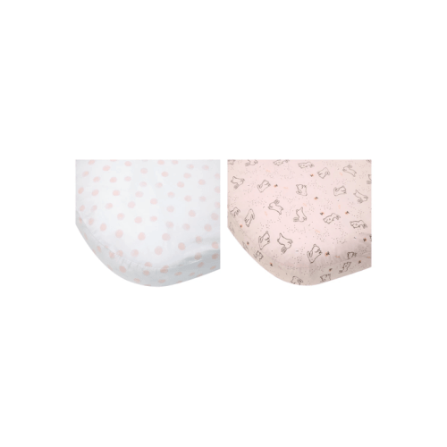 2 Pack 225 Thread Count Organic Cotton Fitted Bassinet Sheets - Bunny Print