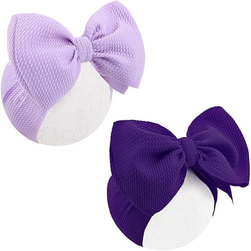 ONENINEDREAM Super Durable Soft Knot Headbands with Hair Bows Infant Toddlers Kids Hair Accessories Violet Purple Headband for Newborn Baby Girls