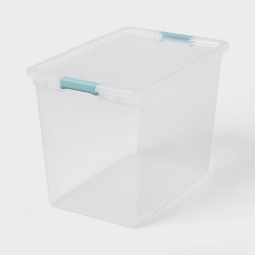 86qt Deep Storage Bin Clear with Latches - Brightroom™