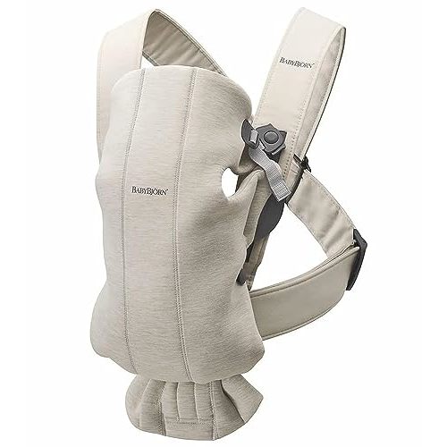 BabyBjrn Baby Carrier Mini, 3D Jersey, Light Beige | Newborn Carrier (7-25 lbs), Ergonomic, Easy-to-Use