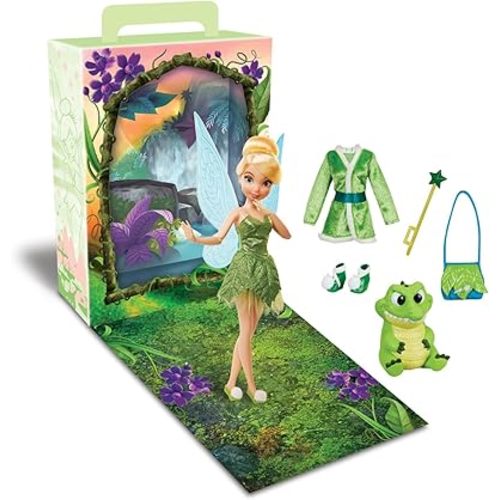 Disney Store Official Tinker Bell Story Doll - 11 Inches - Includes Coloring Book and Additional Dress, Princess Doll in Classic Outfit, Disney Princess Toys for Girls