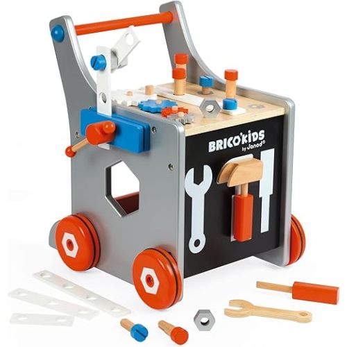 Janod Magnetic DIY Trolley, 26 Accessories, Ages 18+ Months, Wooden Construction - J06478
