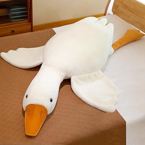 33.5 Inches Goose Stuffed Animal Stuffed Goose Plush White Swan Throw Pillow Toy (White, 33.5")
