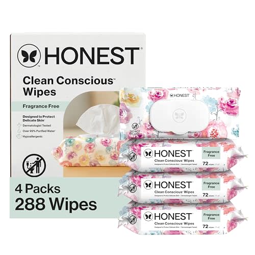 The Honest Company Multi-Use Baby Wipes, Rose Blossom, 288 Count | Baby Wipes, 288 Ct. Hypoallergenic, Plant-Based, 99% Water, Dermatologist Tested, Compostable. For Sensitive Skin.