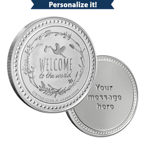 1 oz Silver Engravable Baby Round (New w/Gift Box)