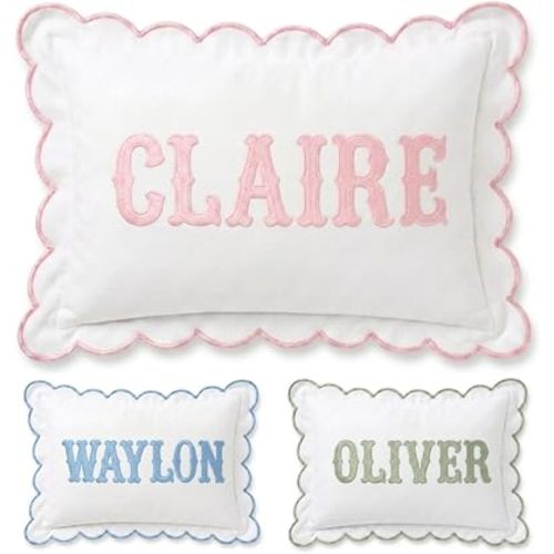 Personalized Monogram Pillow Cover, Custom Embroidered Pillow Covers, Initials Name Pillowcase, Kid's Name Baby Pillows, Couch Bed Room Pillow Gifts for Kids Boy Girls, Nursery Decoration