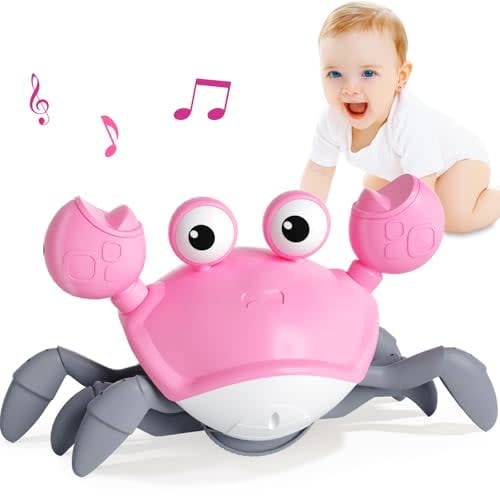 Baby Girl Toys Toddler Gifts: Tummy Time Crawling Crab Baby Toys 6 7 8 9 10 11 12 6-12 9-12 12-18 Months Infant Toddlers Age 1-2 Montessori Musical Toy 1 2 3 Year Old Girls 1st First Birthday Gift