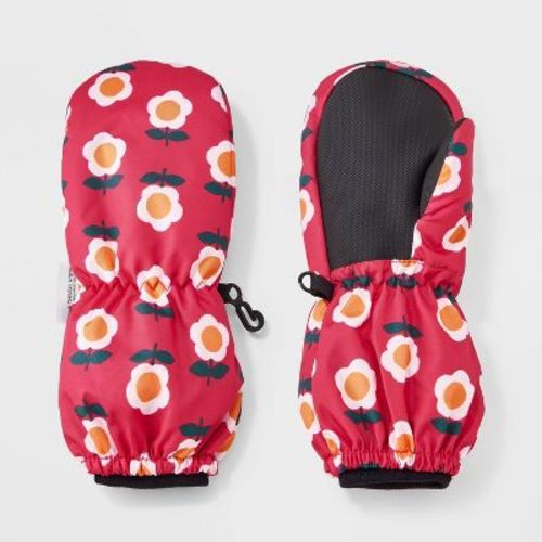 Toddler Girls' Floral Printed Extended Wrist Mittens - Cat & Jack™ Pink
