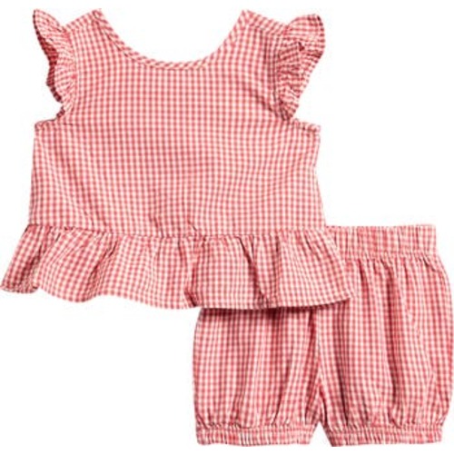Gingham Check Cotton & Linen Top & Shorts Set, 9M