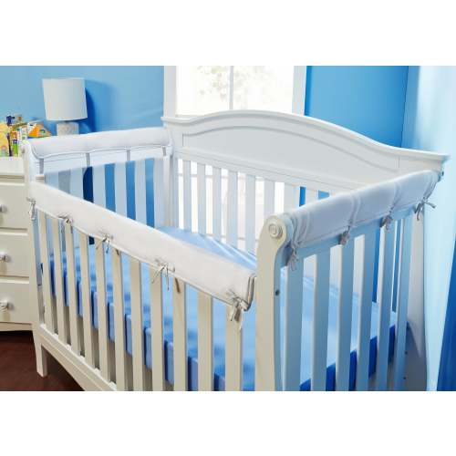 White 3-Piece Padded Baby Crib Rail Cover Set