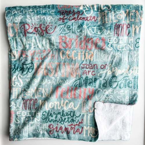 Catholic Female Saints Minky Blanket