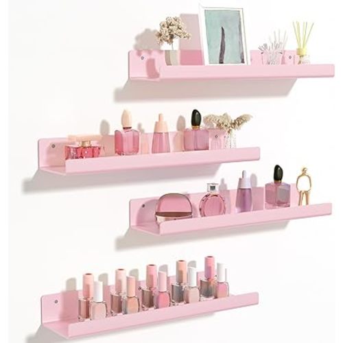 upsimples 4 Pcs 15" Acrylic Shelves for Wall Decor and Display, Pink