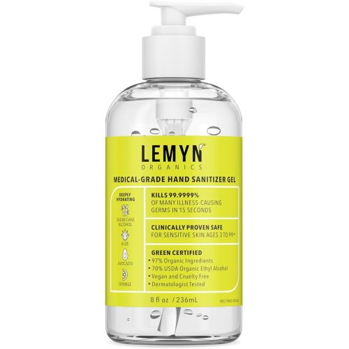 Medical‑Grade Hand Sanitizer Gel – 97 % Organic | 70 % USP Ethyl Alcohol | Moisturizing Aloe + Hyaluronic Acid | Freshly Made in USA | 8oz Bottle with Pump