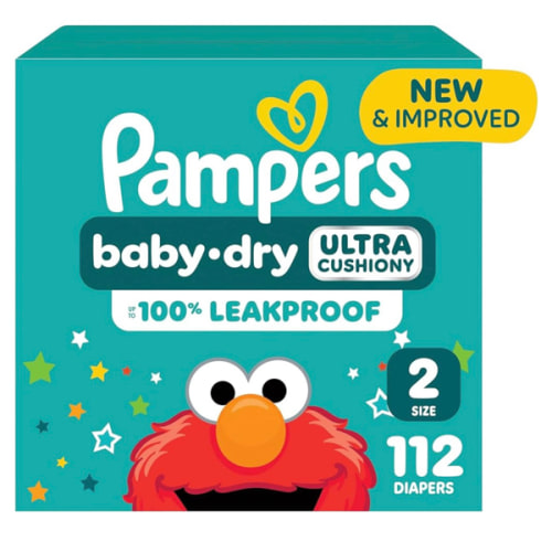 Pampers Diapers - Baby Dry - Size 2, 112 Count, Absorbent Disposable Infant Diaper (Packaging May Vary)