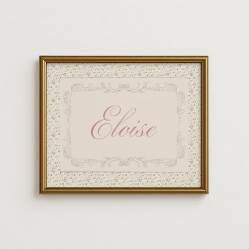 Personalized Floral Name Print – Vintage Wall Art for Baby Nursery Decor