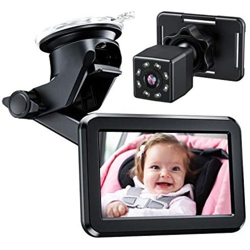 Itomoro Baby Car Mirror, Back Seat Baby Car Camera with HD Night Vision Function Car Mirror Display, Reusable Sucker Bracket, Wide View, 12V Cigarette Lighter, Easily Observe the Baby’s Move
