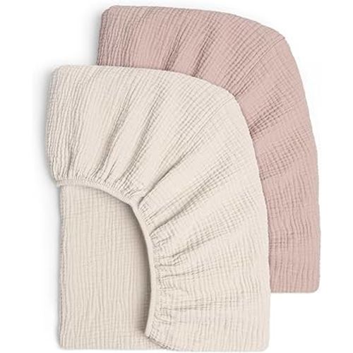 Lulu moon Muslin Crib Sheets - Fitted Crib Mattress Sheets for Boys and Girl - 28"x 52", 2 Pack (Cream & Sand)