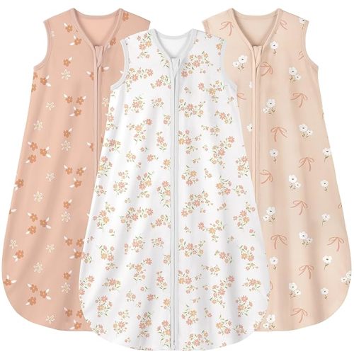 Yoofoss Baby Sleep Sack 0-6 Months Wearable Blanket for Babies 100% Organic Cotton 2-Way Zipper TOG 0.5 Toddler Sleeping Sack 3 Pack, Comfy Lightweight Sleep Sacks