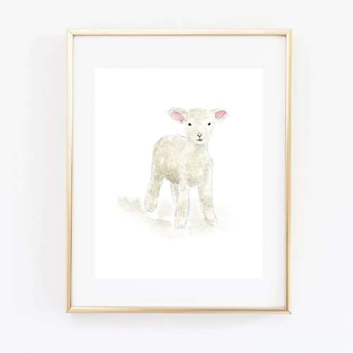 lamb watercolor wall art print – emily lex studio