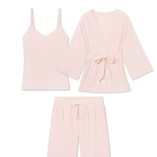 LAKE | Women | DreamModal™ Pajamas | English Rose Pencil Stripe Maternity Kimono Bundle