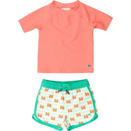 Short Sleeve Two-Piece Rashguard Swimsuit, 3-6M