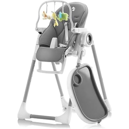 Baby High Chair Adjustable to 7 Different Heights - Foldable High Chairs for Babies and Toddlers - Silla para Comer de Bebe - Dark Grey