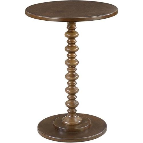 Convenience Concepts Palm Beach Spindle Table 17.75" - Traditional Round End Table for Living Room, Turned Solid Wood Side Table, Classic Display Pedestal Table, Espresso