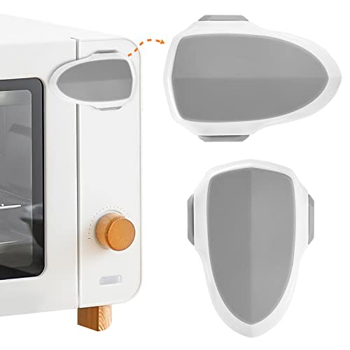 GCRQ 2 PCS Oven Door Lock Child Safety, Oven Baby Proof Childproof Oven Front Lock Easy to Install and Use Heat-Resistant and Durable Material, with 3M Adhesive, No Screws or Drill(2pcs,White)
