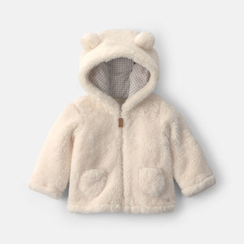 Baby Bear Teddy Fleece Zip-Up Hoodie - Cream | Carter’s Oshkosh Canada