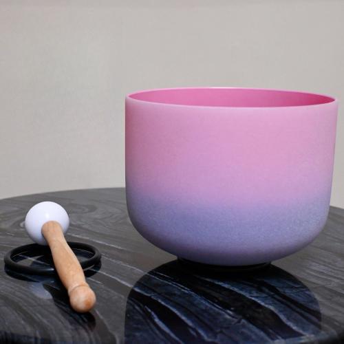 432Hz Pink Quartz Crystal Singing Bowl 6 Inch, Sound Healing