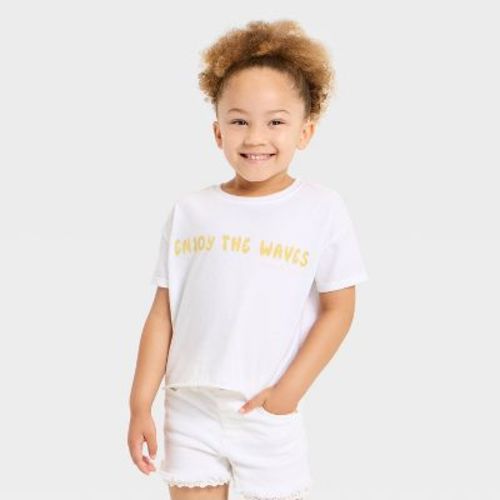 Grayson Mini Toddler Girls' Short Sleeve Enjoy the Waves Oversized T-Shirt - White 12M