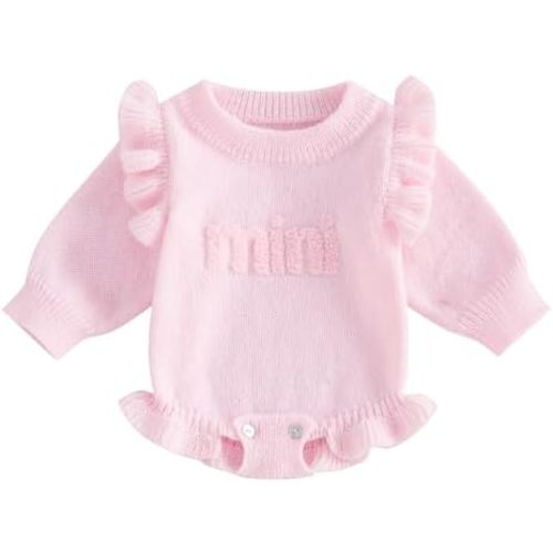 Kupretty Newborn Baby Girl Coming Home Outfit Ruffle Knit Sweater Romper