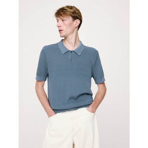 Cotton Mesh Sweater Polo