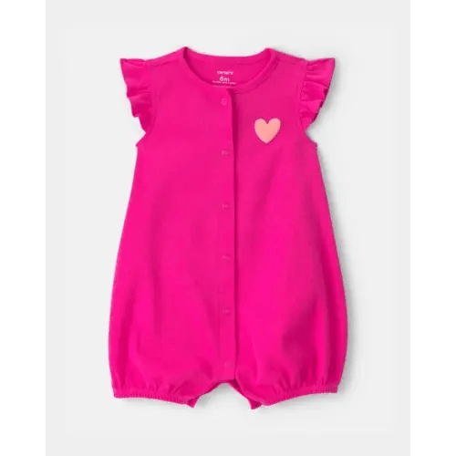 Baby Girl 'Little Love' Heart Short-Sleeve Romper - Pink | Carter's