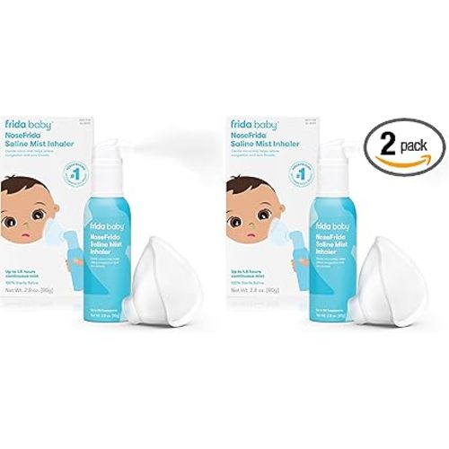 Frida Baby NoseFrida Saline Mist Nasal Inhaler, Decongestant Spray for Congestion & Allergy Relief for Babies + Kids, Nasal Saline Spray, Soothes Stuffy Nose & Sore Throat, Includes Mask (Pack of 2)