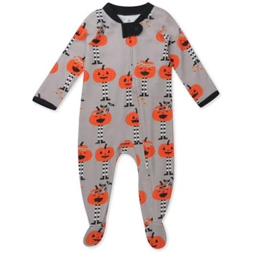 HonestBaby Baby Holiday Sleep and Play Footed Holiday Pajamas One-piece Sleeper Zip-front Organic Cotton Pjs