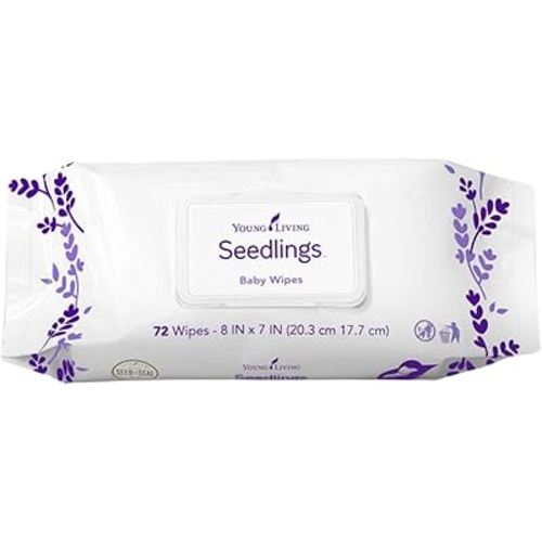 Young Living Seedlings Baby Wipes, 72ct | Gentle Care for Little Ones | Skin Moisturizer | Hydrating & Smooth | Sensitive Skin | Thick Wipes | Alcohol-Free | Ideal for Hands & Faces | Water-Infused
