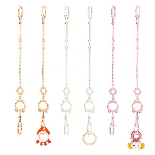 Toy Straps for Baby, 6pcs Adjustable Toy Holder for Stroller Accessories, Silicone Baby Tether Pacifier Clip, No Throw Baby Travel Essential Leash for High Chair, Car Seat, Baby Toy Clips