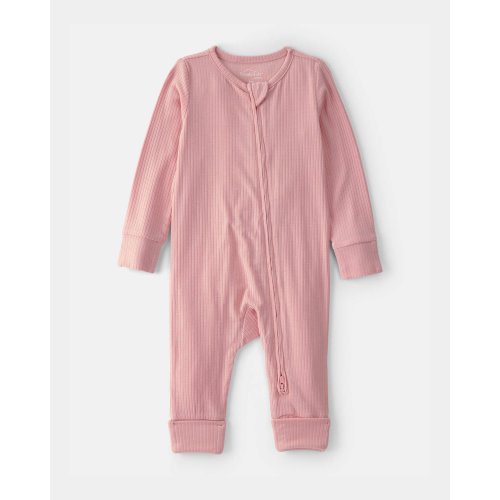 Baby Girl 2-Way Zip PurelySoft Sleep & Play Pajama - Pink | Carter's